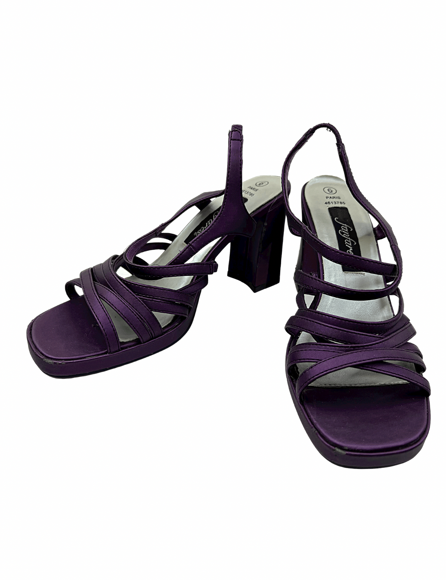 00’s Y2K Strappy Aubergine “Fanfares” Paris Chunky Block Heels Size 6