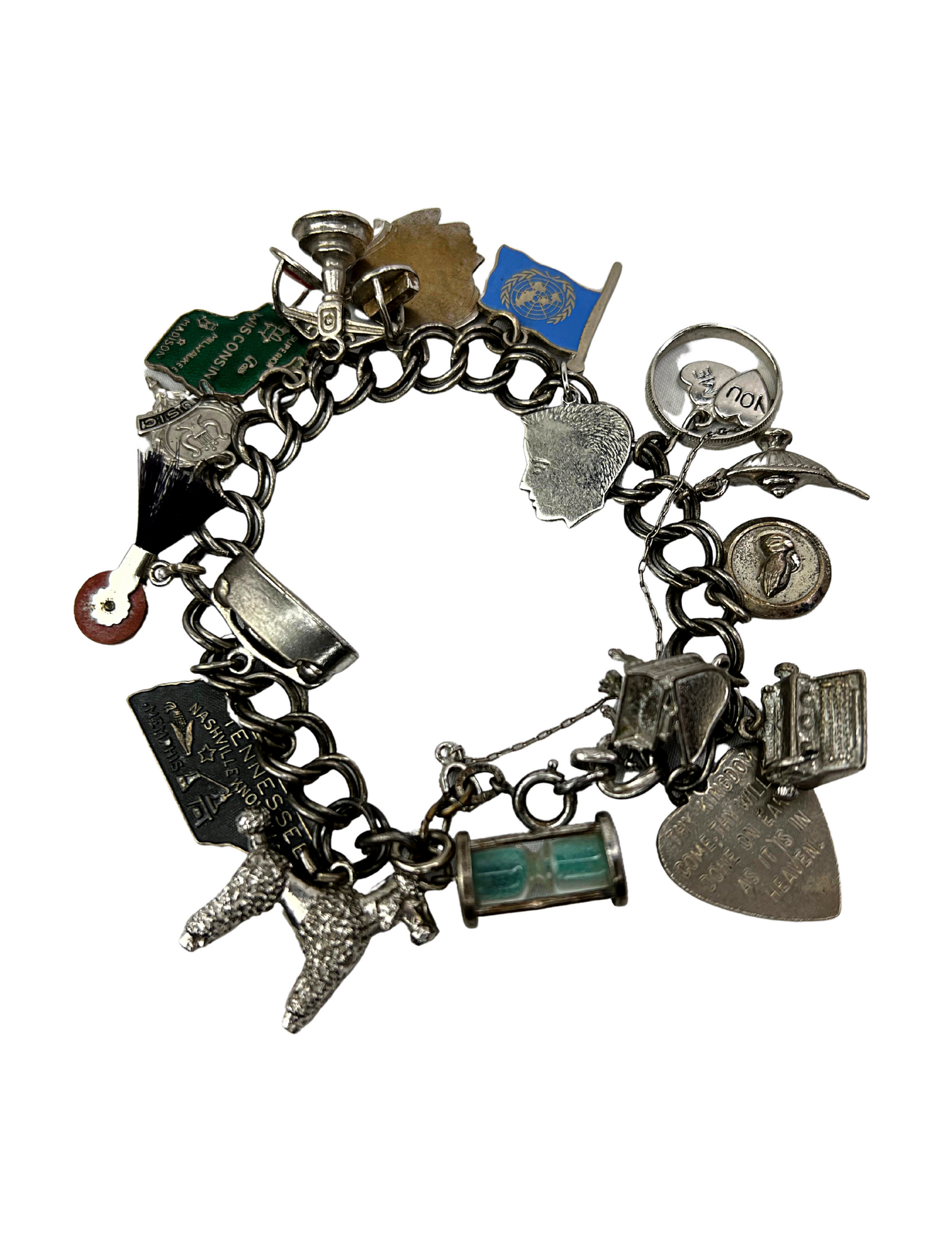 50’s Silver Charm Bracelet 7.5”