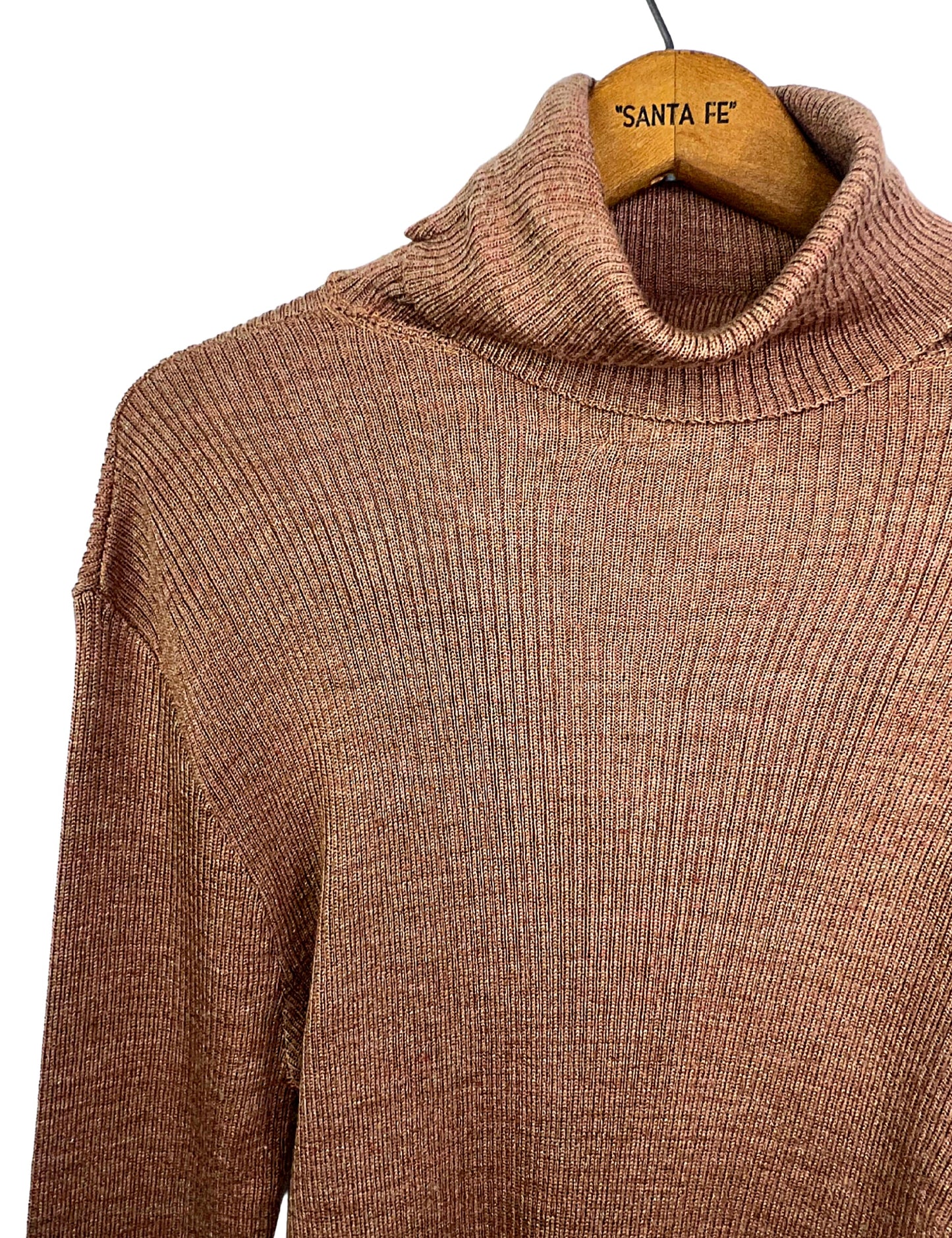 60’s Brown Heather Union-Made Ribbed Turtleneck