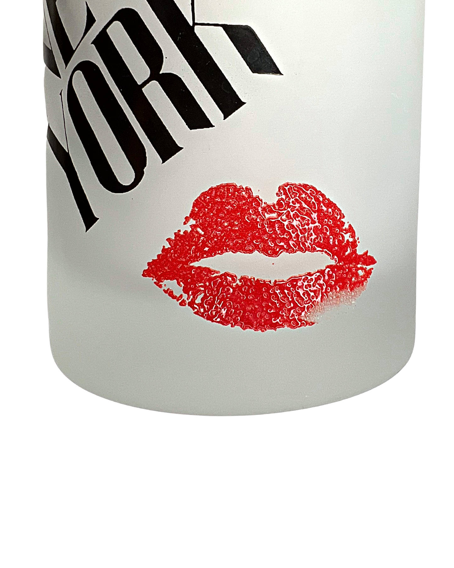 80’s New York Frosted Glass Lipstick Kiss Rocks Glasses Set of 2