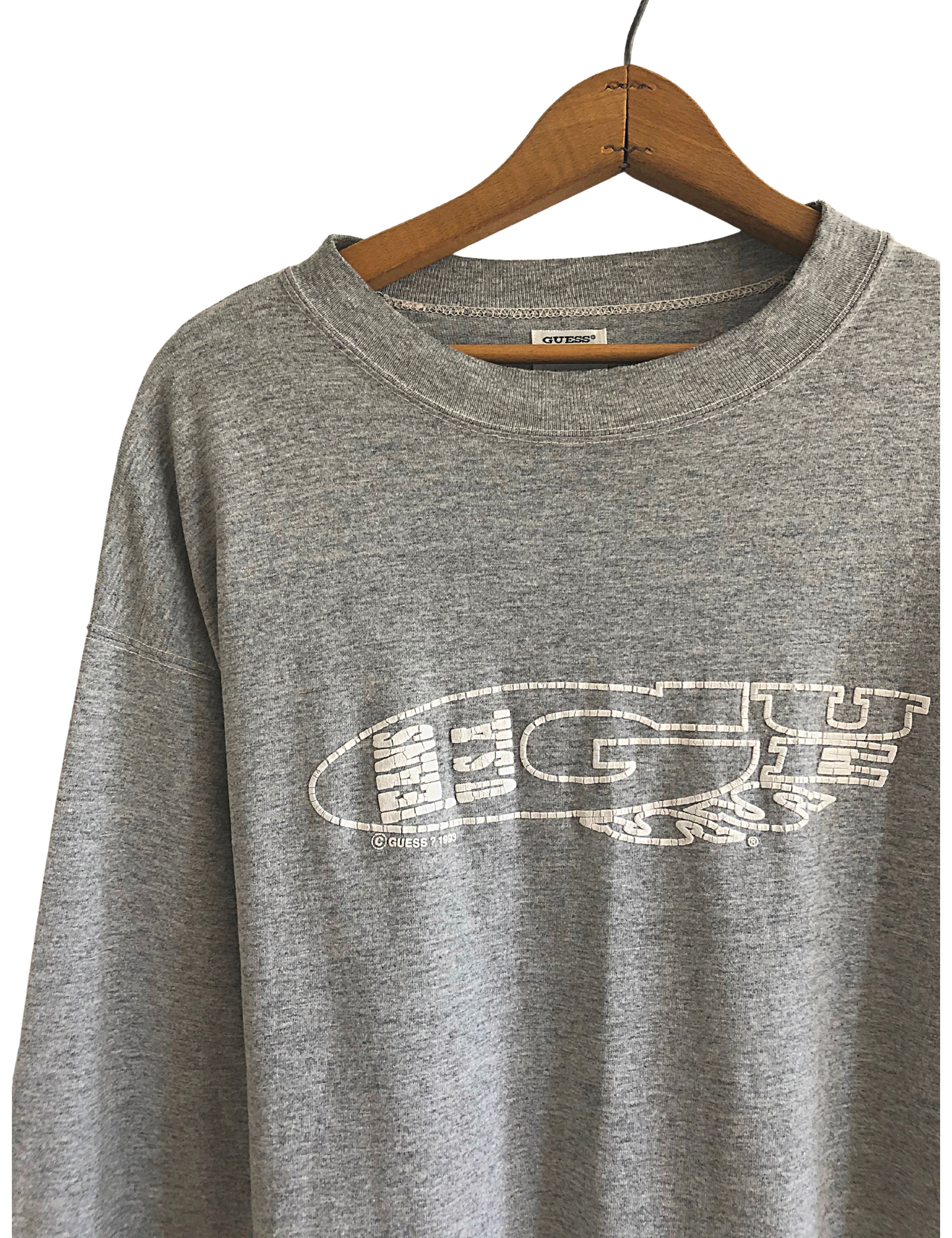 '93 GUESS JEANS USA Light Grey Heather Long Sleeve Tee Size X-Large