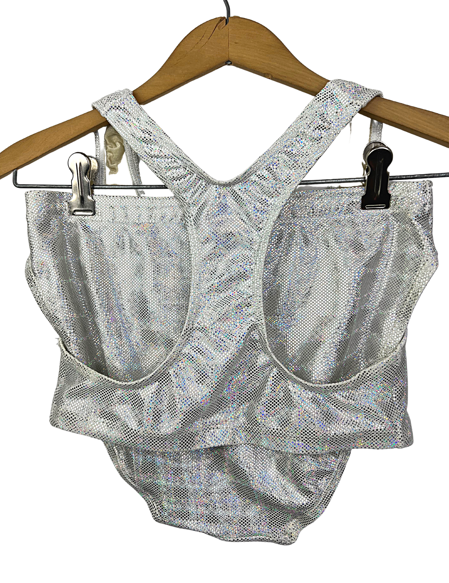 00’s Y2K TYR Silver Holographic Pool Water Racerback 2 Pc Swimsuit