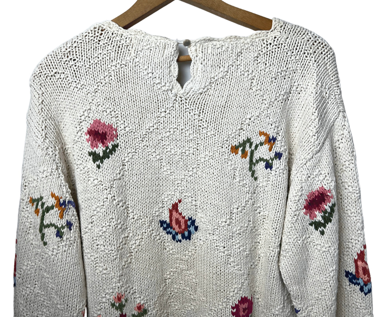 Vintage 80’s Ivory Floral Chunky Sweater