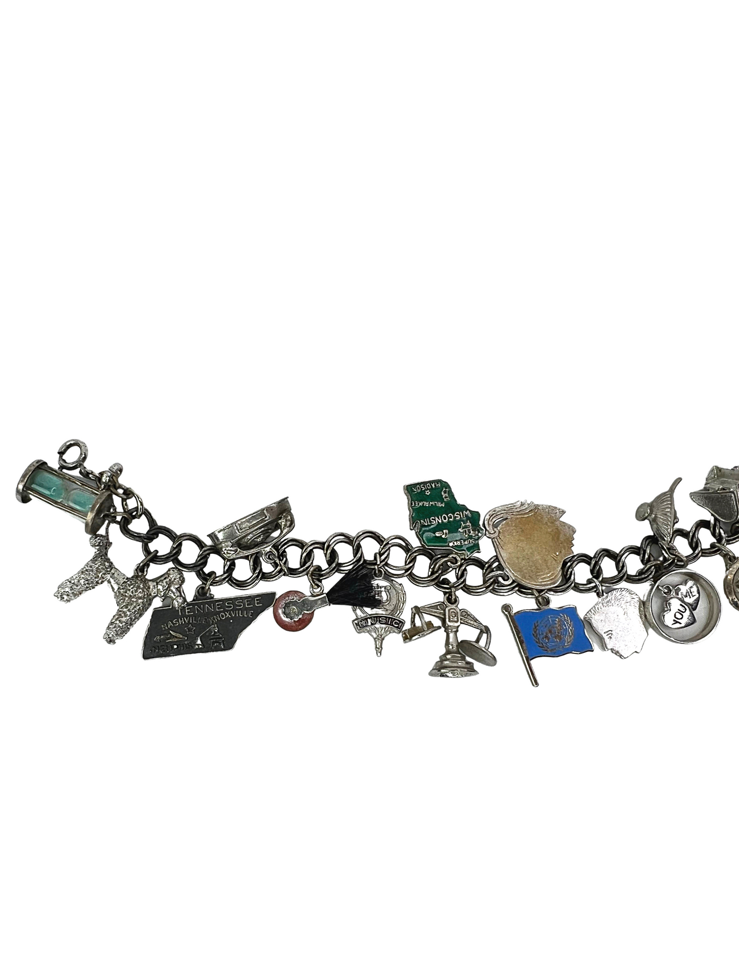 50’s Silver Charm Bracelet 7.5”