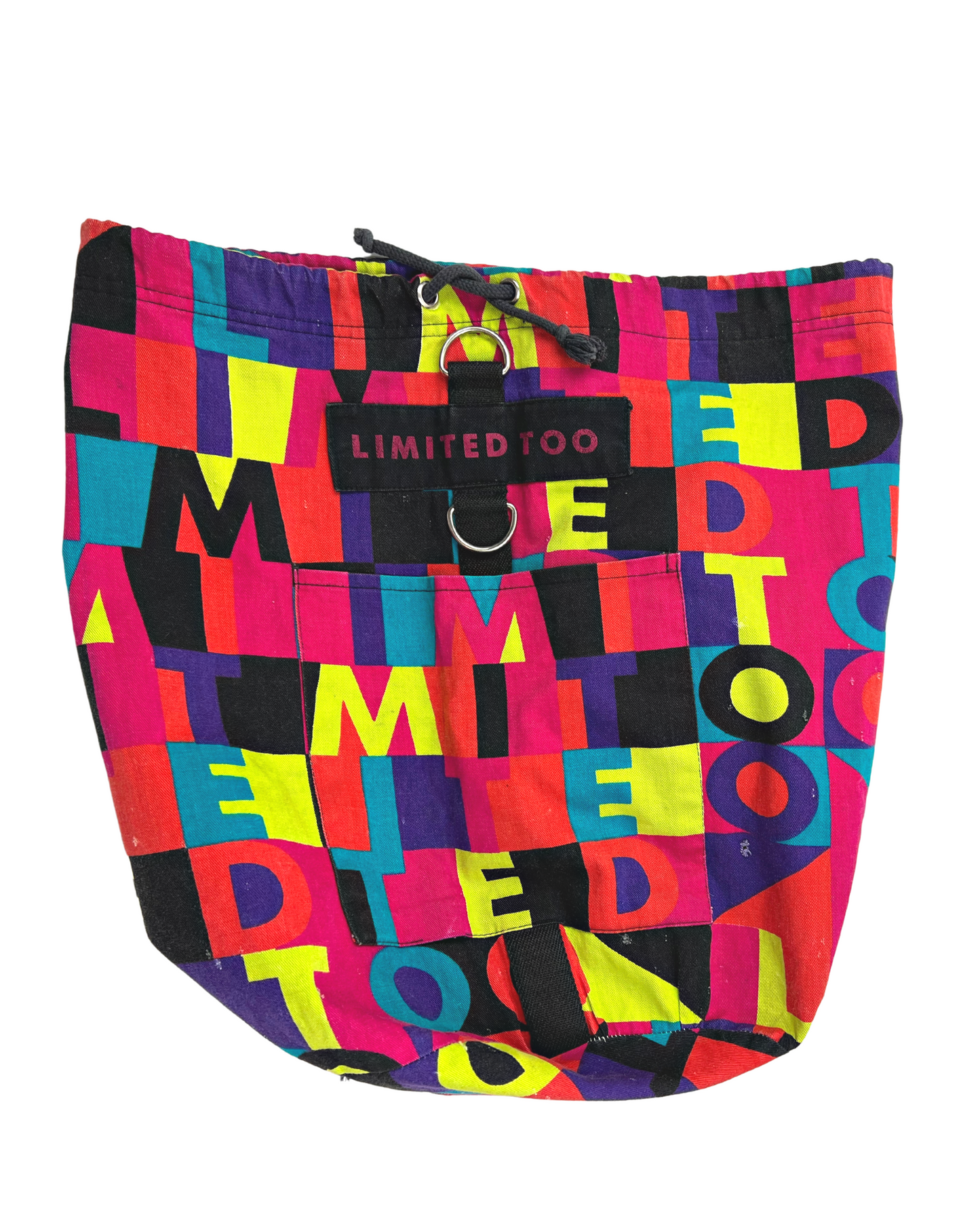 00’s The Limited Too Y2K Colorful Spellout Drawstring Knapsnack