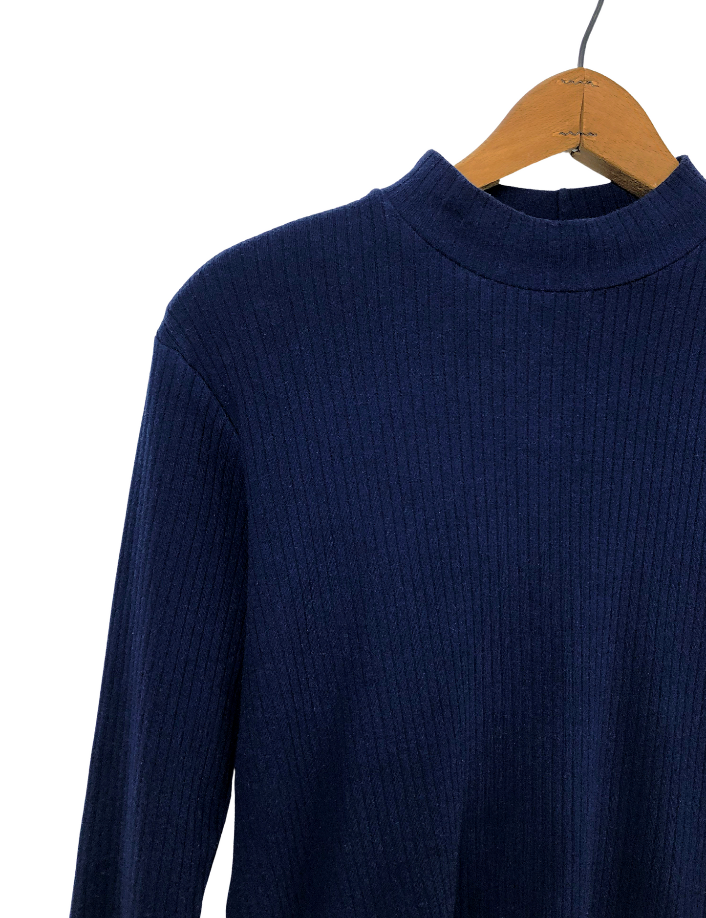 90’s Navy Blue Ribbed Cotton Mock Neck Turtleneck Size Medium
