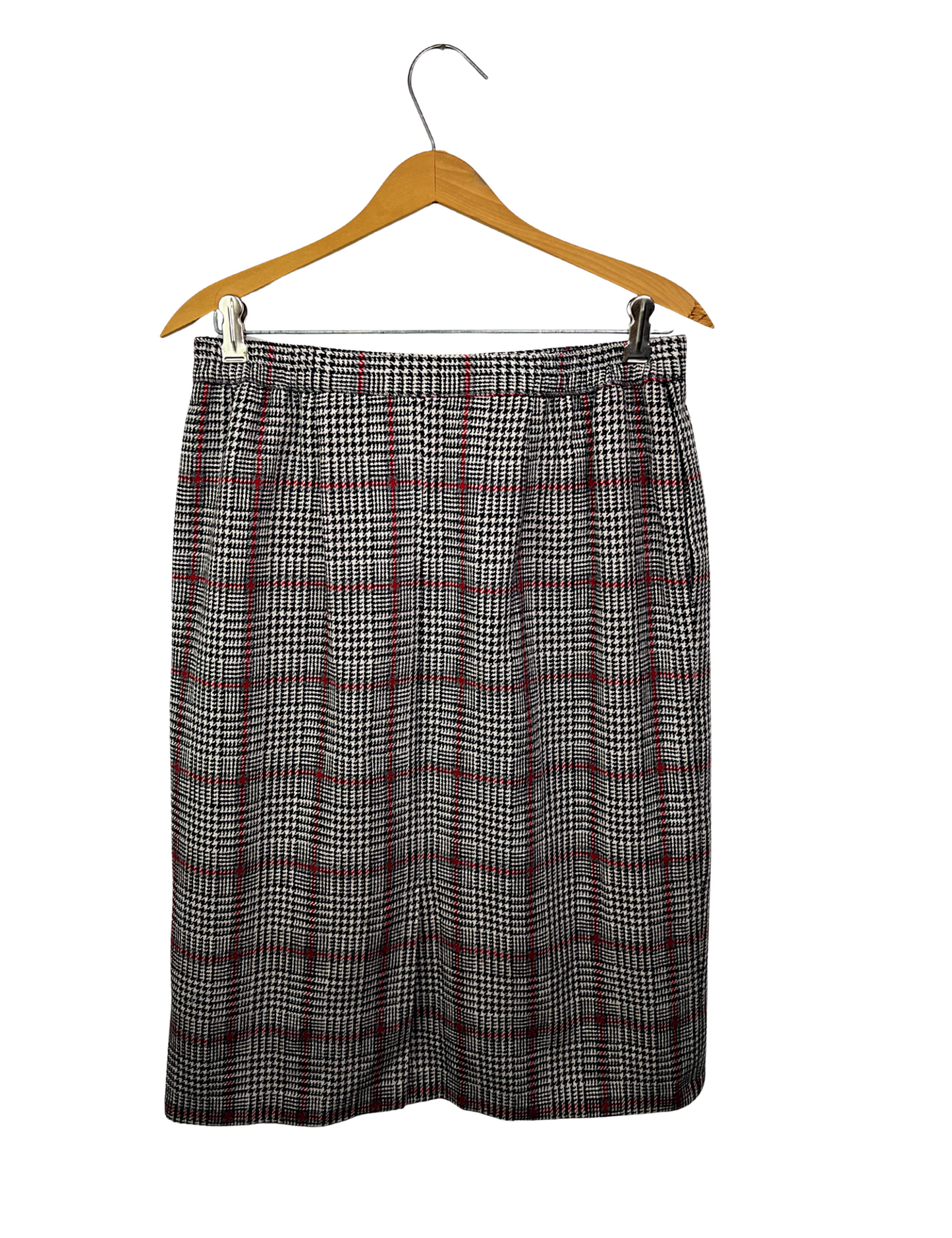 90’s Wool Herringbone Plaid Pencil Skirt with Pockets Size 10/12