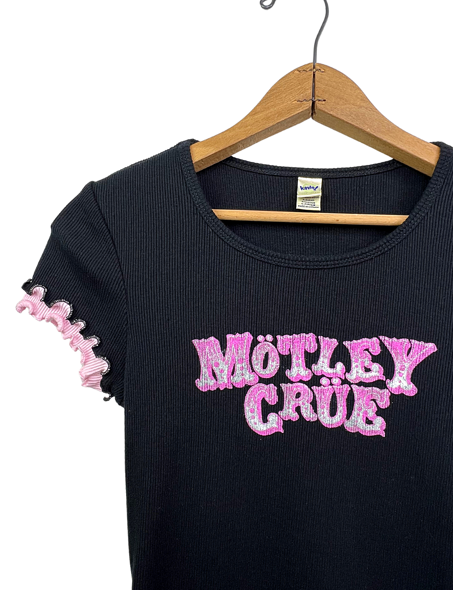 00’s Y2K Mötley Crüe Lettuce Hem Babydoll Tee