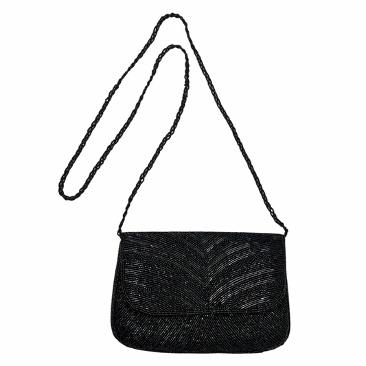 80’s Black Satin Beaded La Regale Evening Bag