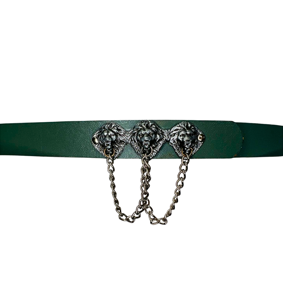 80’s Lion Head Faux Vegan Leather Chain Belt