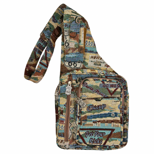 90’s Route 66 Road Trip Tapestry Crossbody Bag