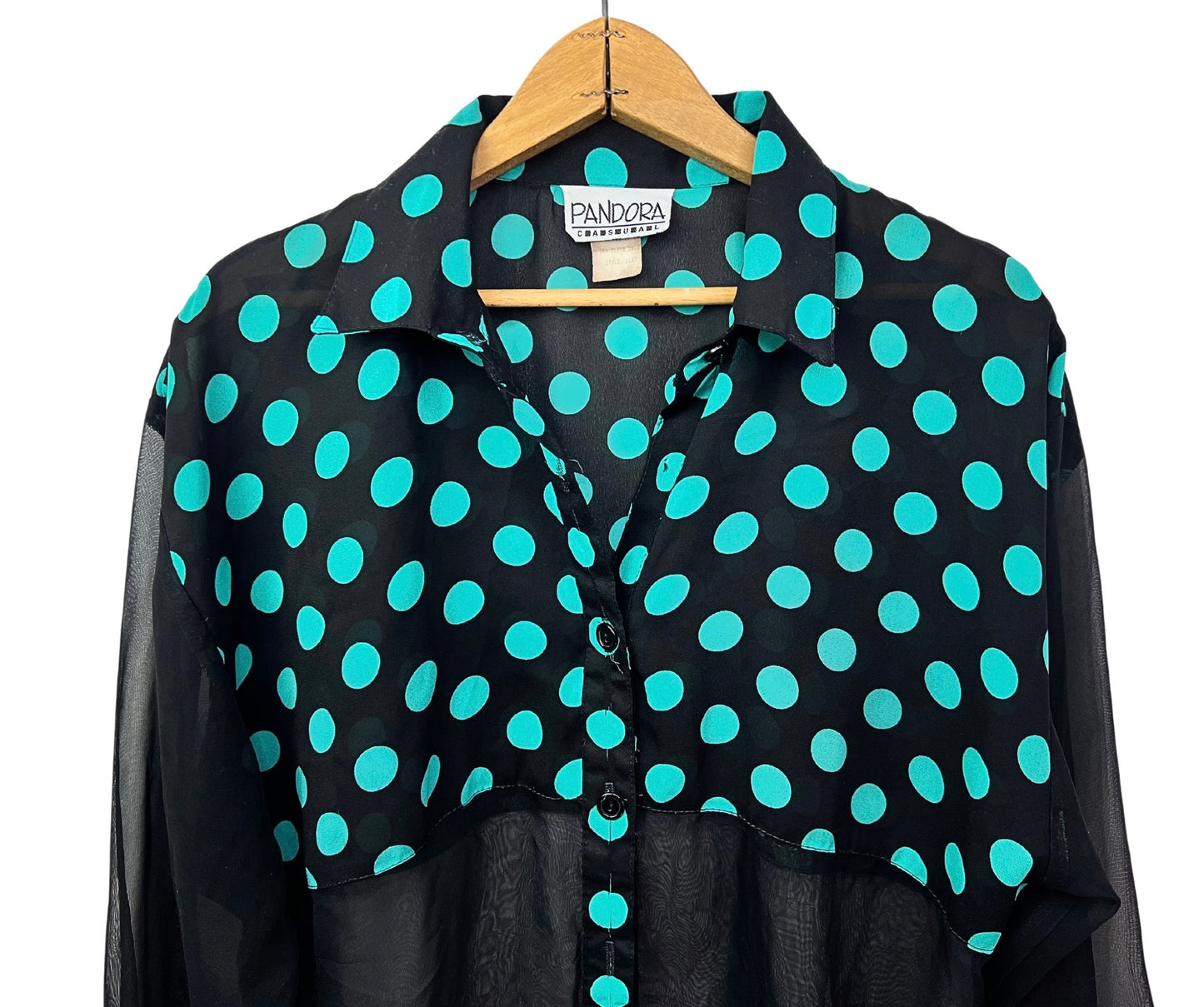 90s Sheer Polka Dot Pandora Casual Blouse