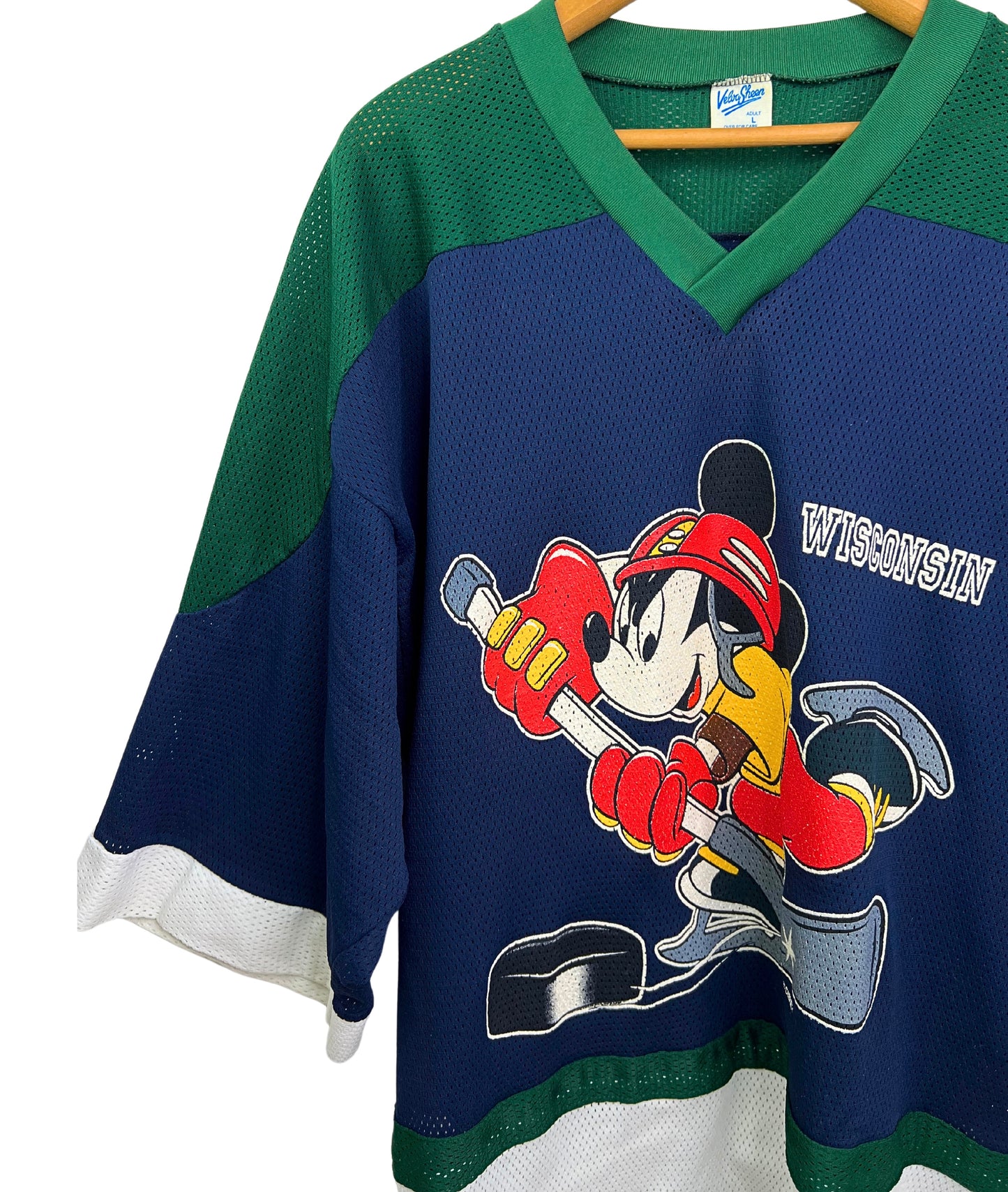 80’s Mickey Mouse Disney Wisconsin Hockey Jersey Size XL