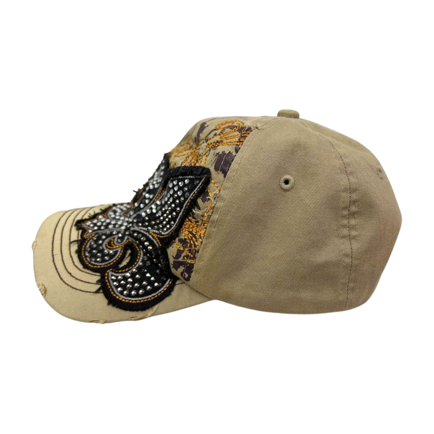 00’s Y2K Bling it Up Fleur de lis Rhinestone Cadet Cap