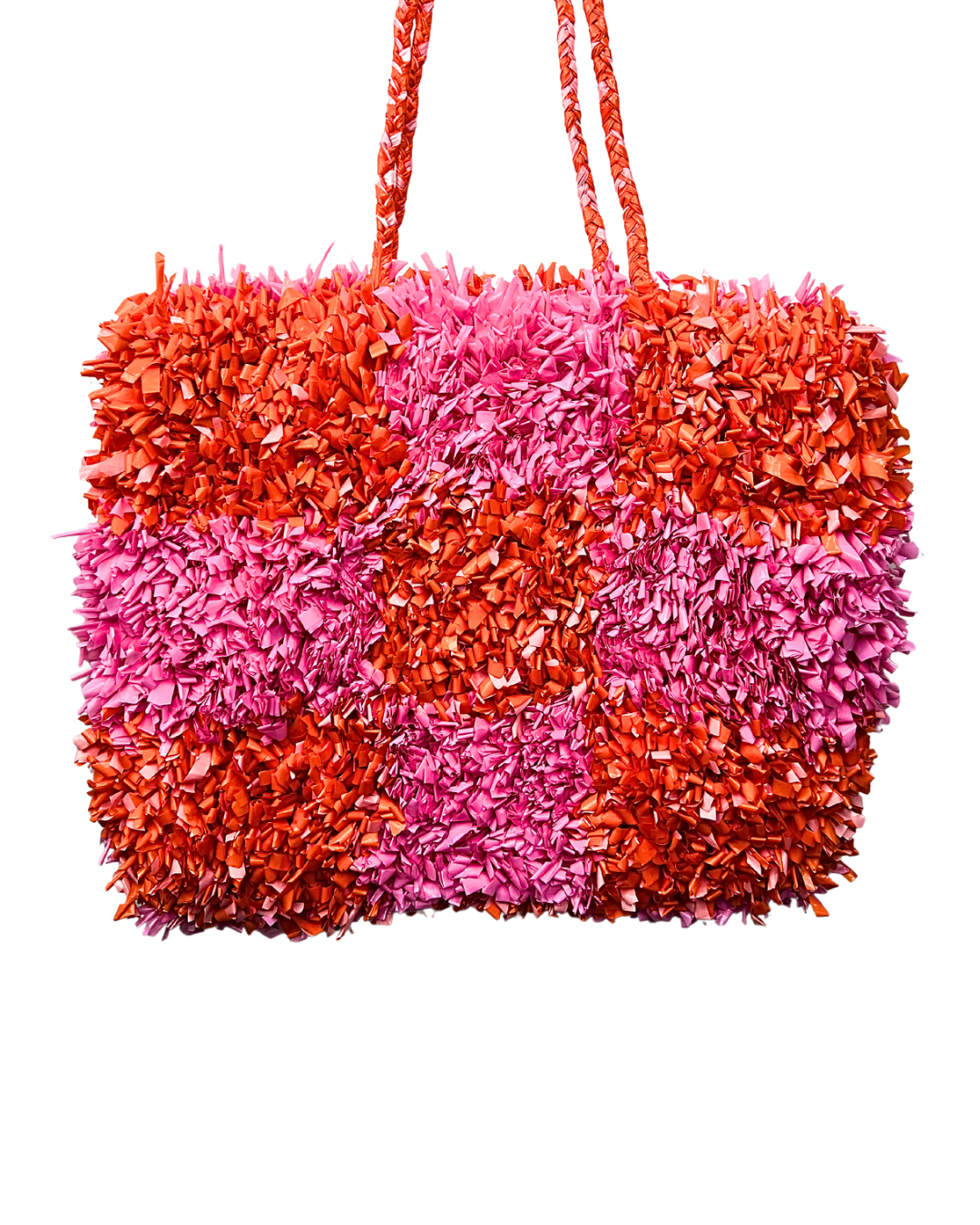 00’s Pink & Orange Recycled Plastic Grass Tote Purse