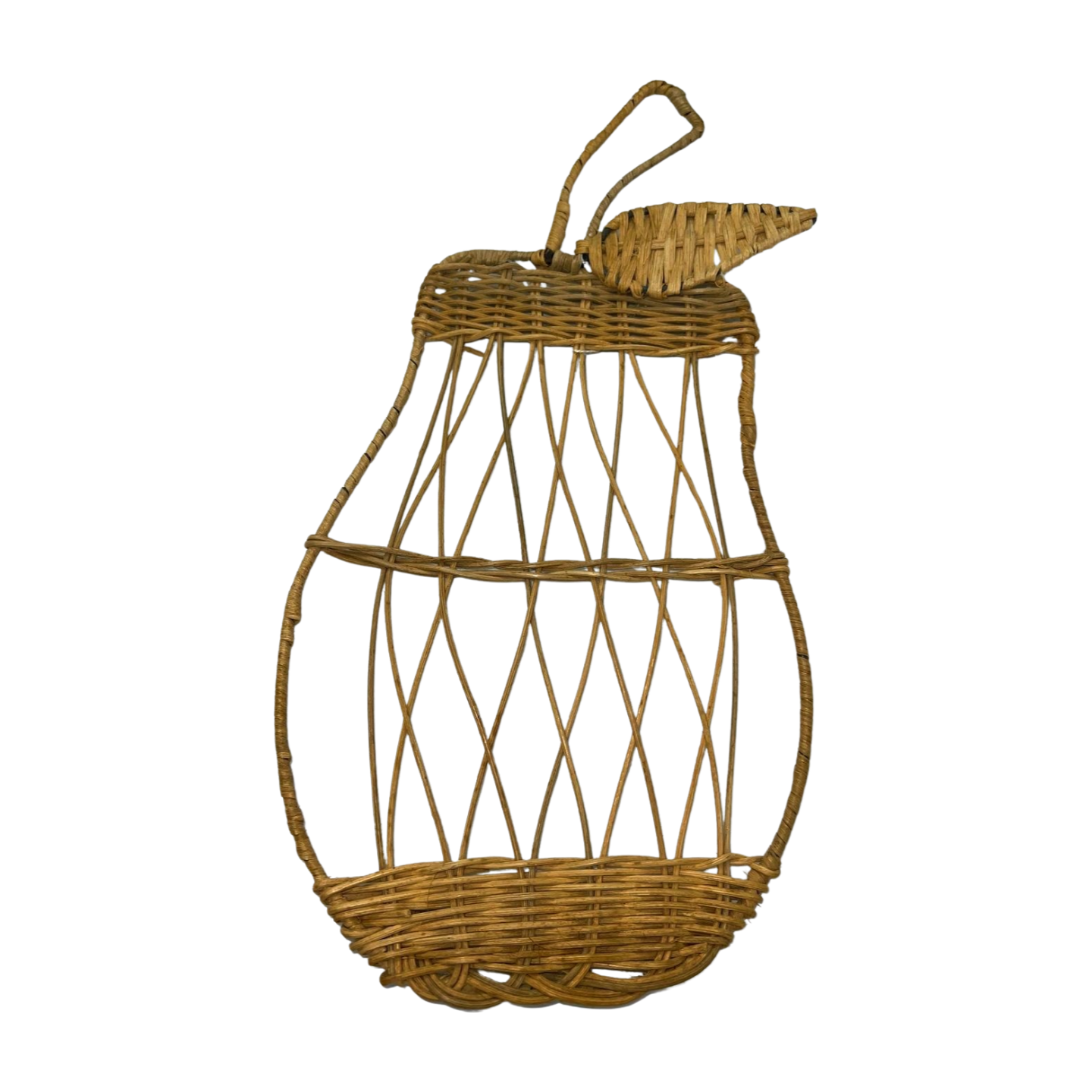 Pair of Fruit Apple & Pear Wicker Woven Rattan Wall  Hanging