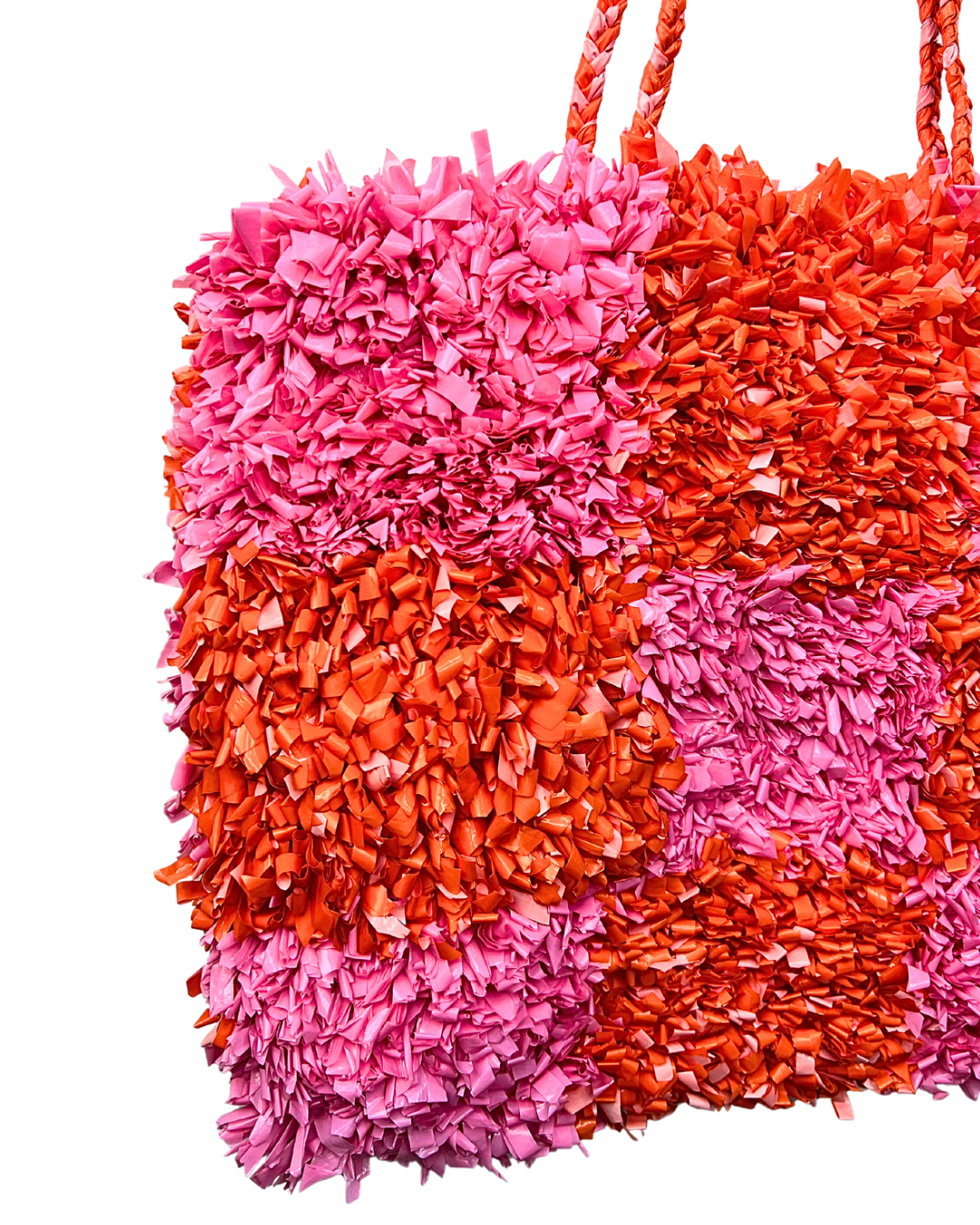 00’s Pink & Orange Recycled Plastic Grass Tote Purse