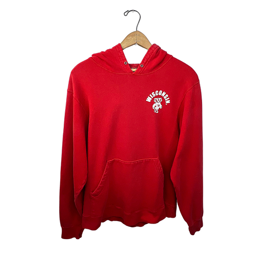 90’s Wisconsin Badgers Bucky Badger College Football Hooded Sweatshirt Size Small