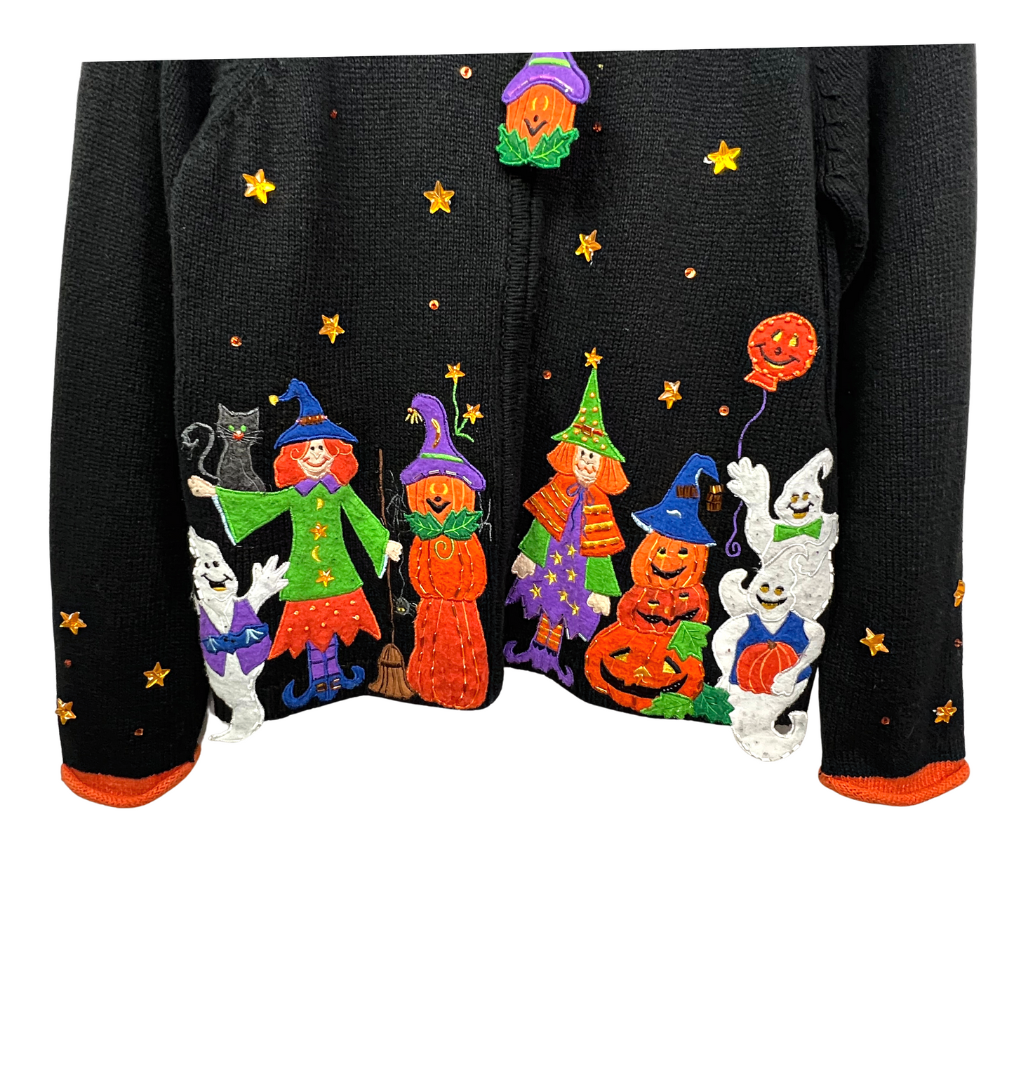 90’s Halloween Spooky Szn Beaded Chunky Holiday Cardigan Size Small