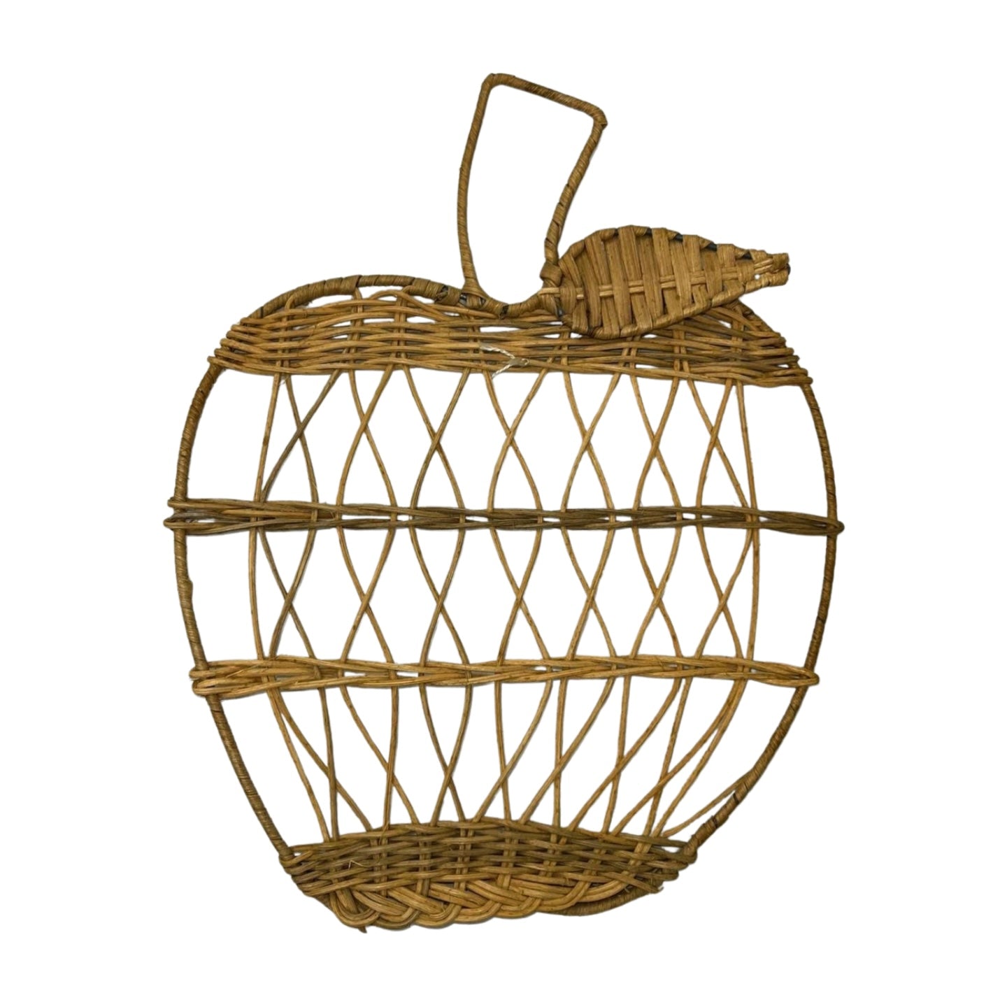Pair of Fruit Apple & Pear Wicker Woven Rattan Wall  Hanging