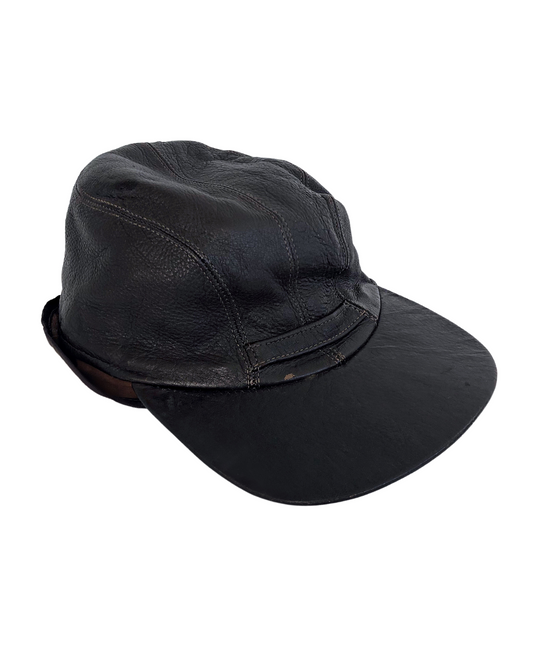 Vintage Brown Leather Ear Flap B-2 WWI Flying Cap
