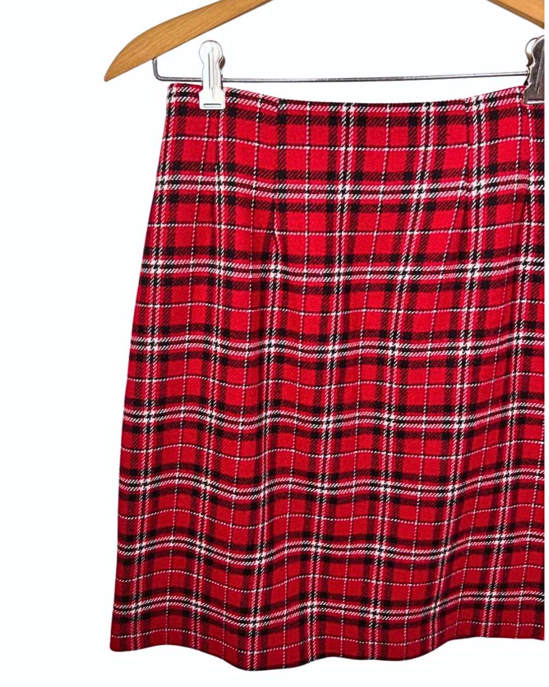 80’s Red Wool Plaid Mini Skirt Size 2/4