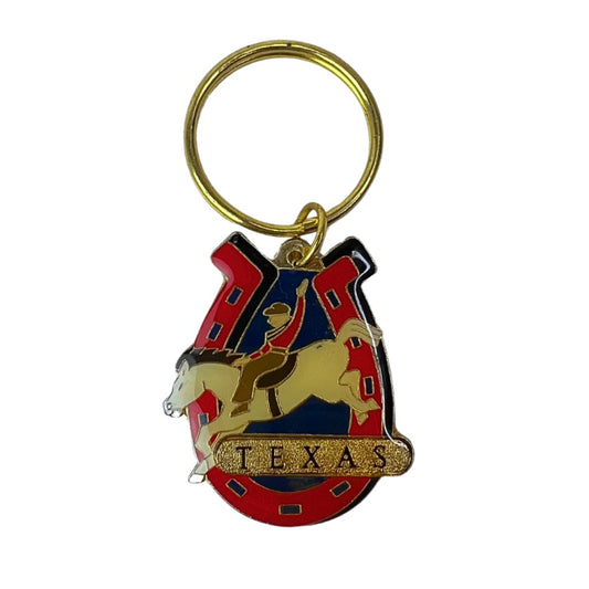 80’s Texas Horseshoe Cowboy Keychain Purse Charm