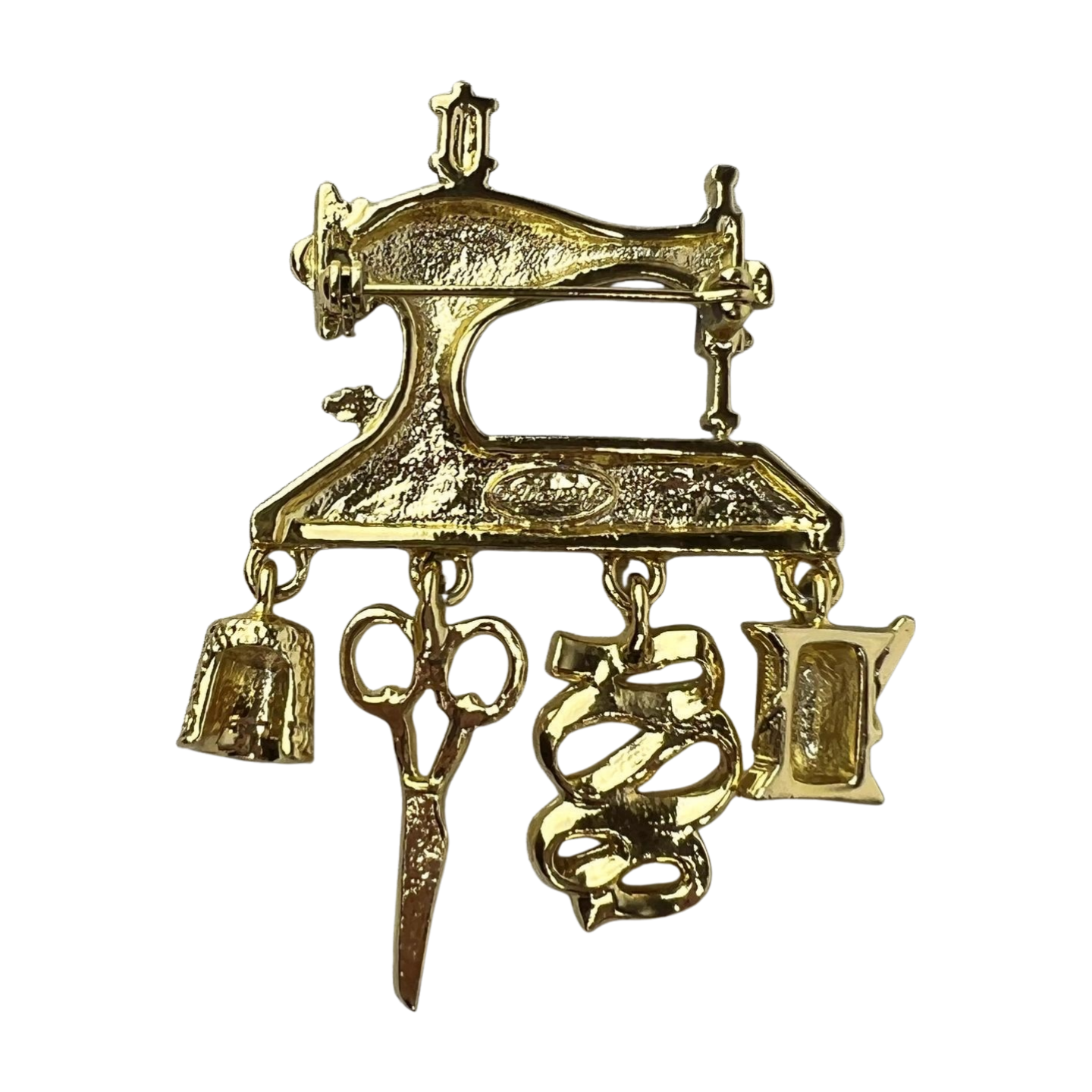 Vintage Danecraft Sewing Machine Brooch with Charms