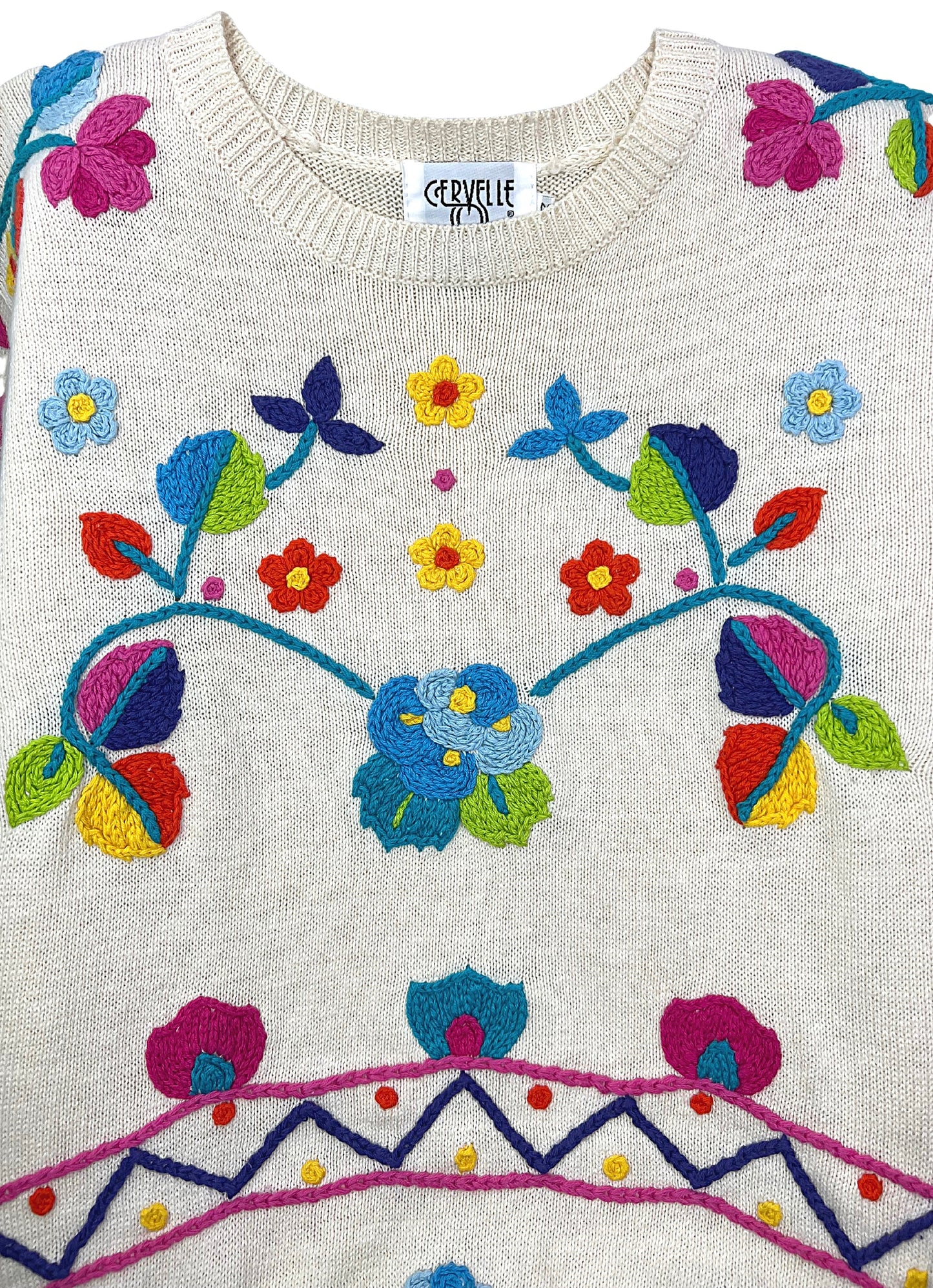 90’s Colorful Floral Short Sleeve Knit Sweater