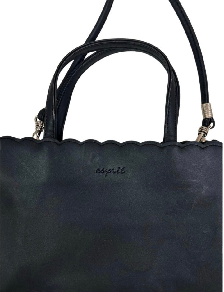 90s Black ESPRIT Scalloped Convertible Crossbody Clutch Purse