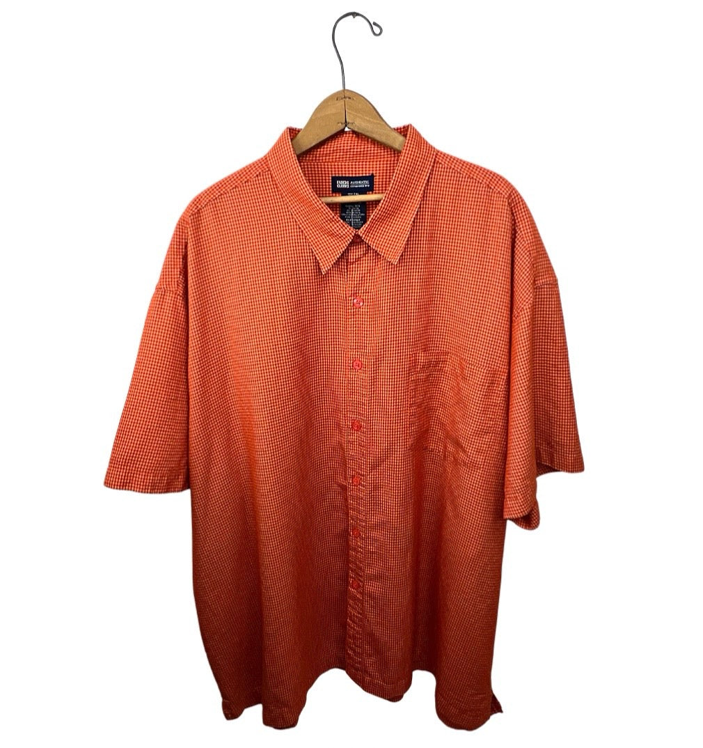 90’s Orange Plaid Short Sleeve Buttonup Shirt Plus Size 3X