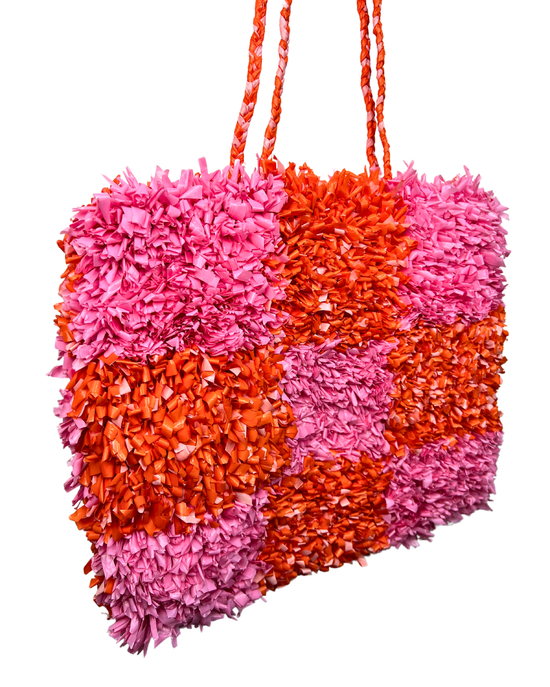 00’s Pink & Orange Recycled Plastic Grass Tote Purse