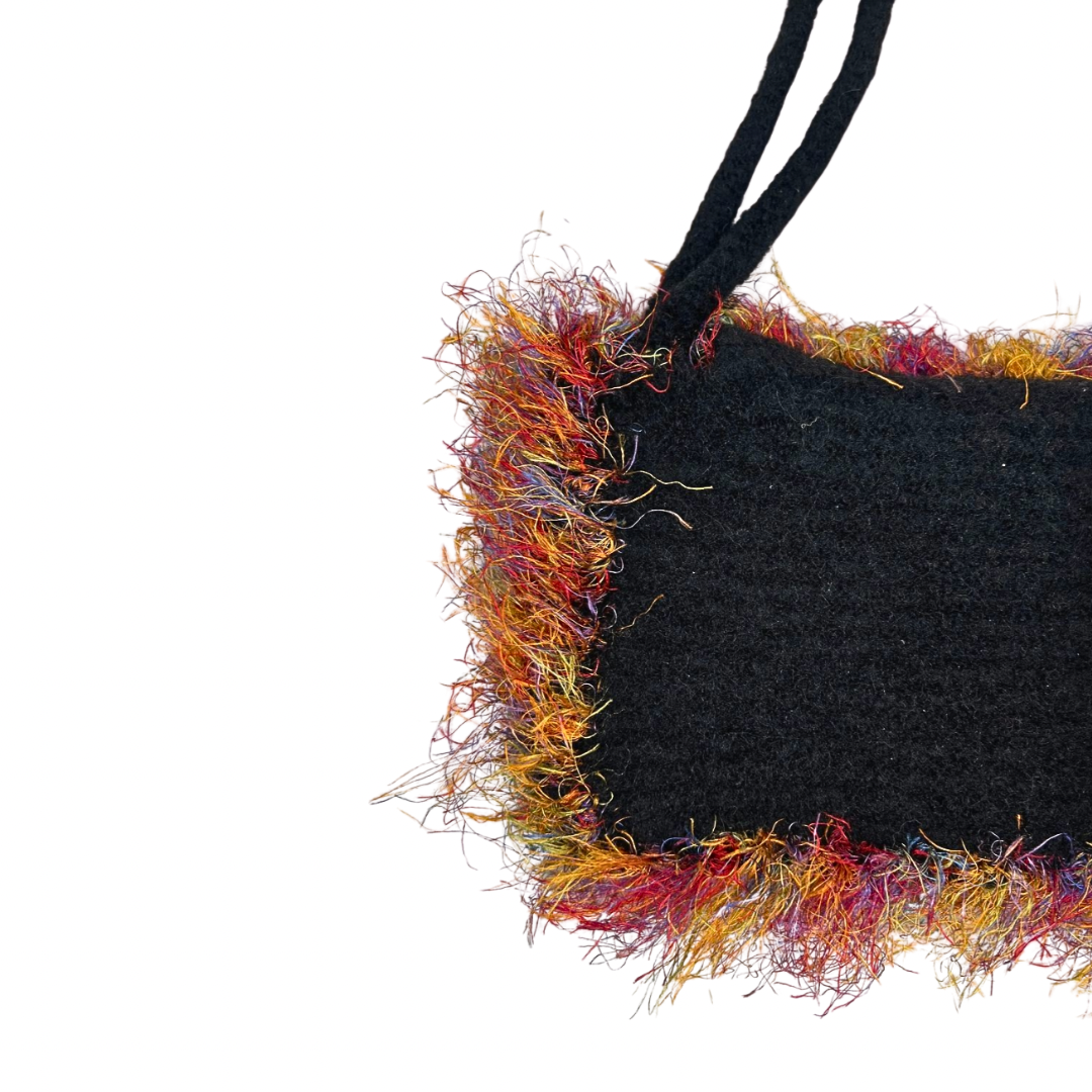 00s Y2K Funky Fuzzy Rainbow Handbag
