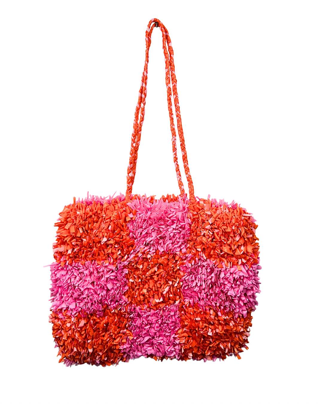 00’s Pink & Orange Recycled Plastic Grass Tote Purse