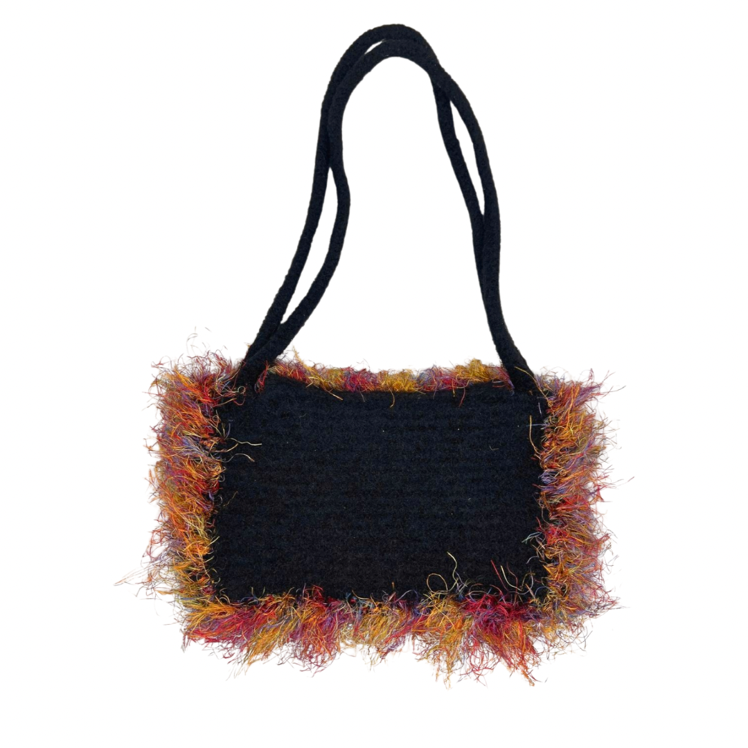 00s Y2K Funky Fuzzy Rainbow Handbag