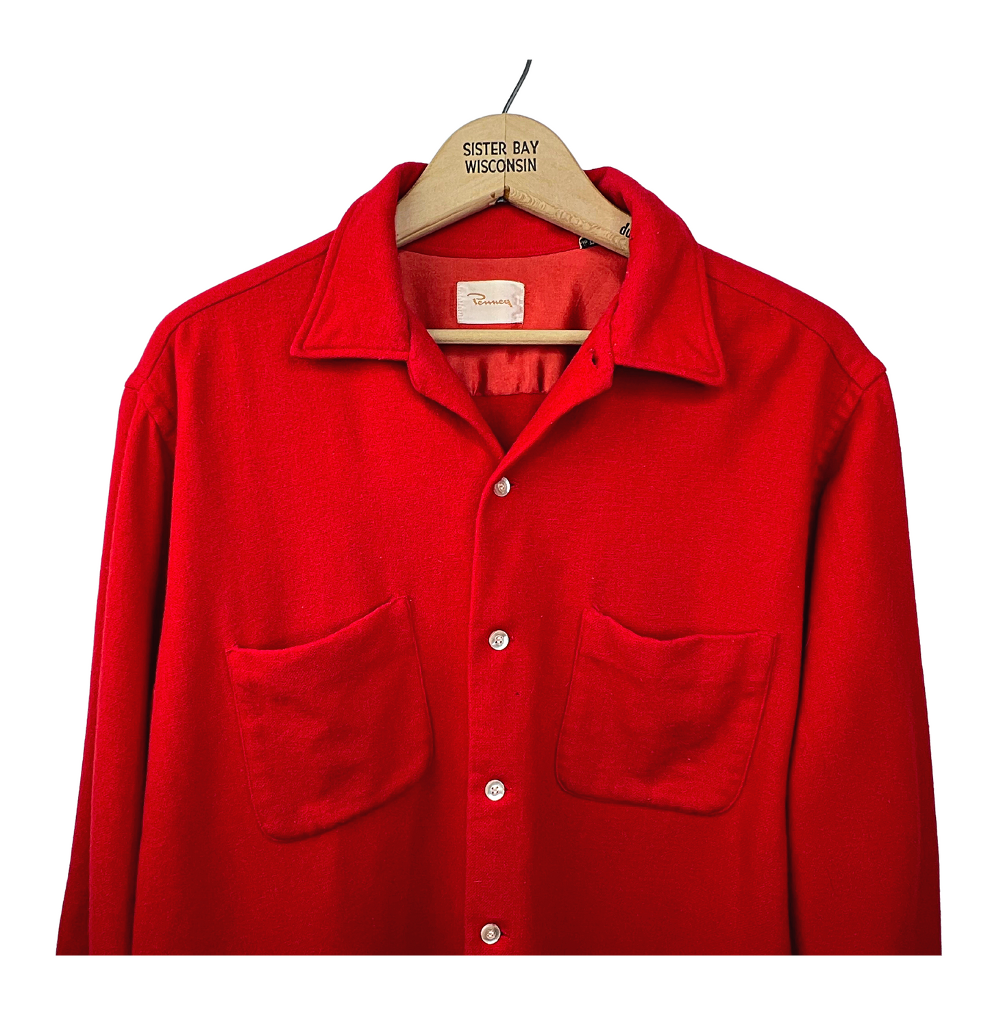 60’s Red Flannel Wool Buttonup Work Shirt Size Large