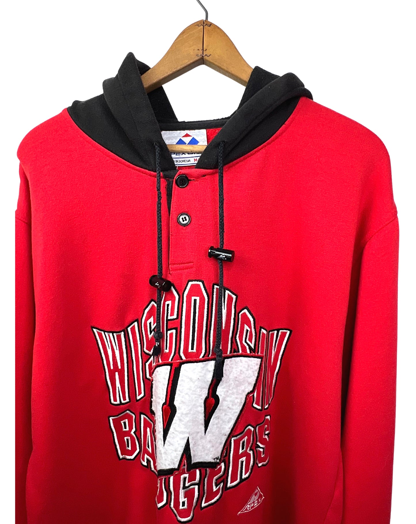 90’s Wisconsin Badgers Drawstring College Football Hoodie Size Large
