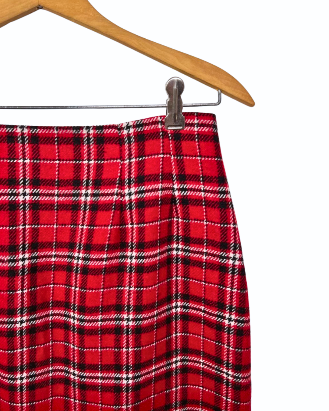 80’s Red Wool Plaid Mini Skirt Size 2/4