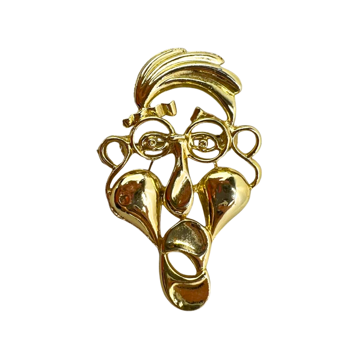 Vintage Funny Face Male Gold Pin Brooch Jewelry