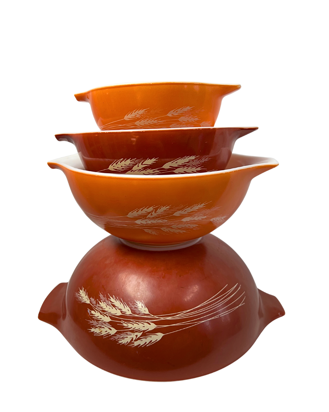 Vintage Pyrex Autumn Harvest Wheat Cinderella Mixing Bowl Set of 4 Nesting Bowls