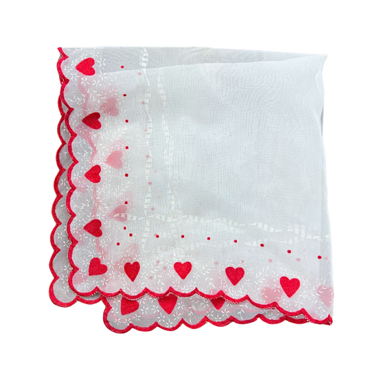 50’s Valentine’s Day Heart Chiffon Sheer Handkerchief