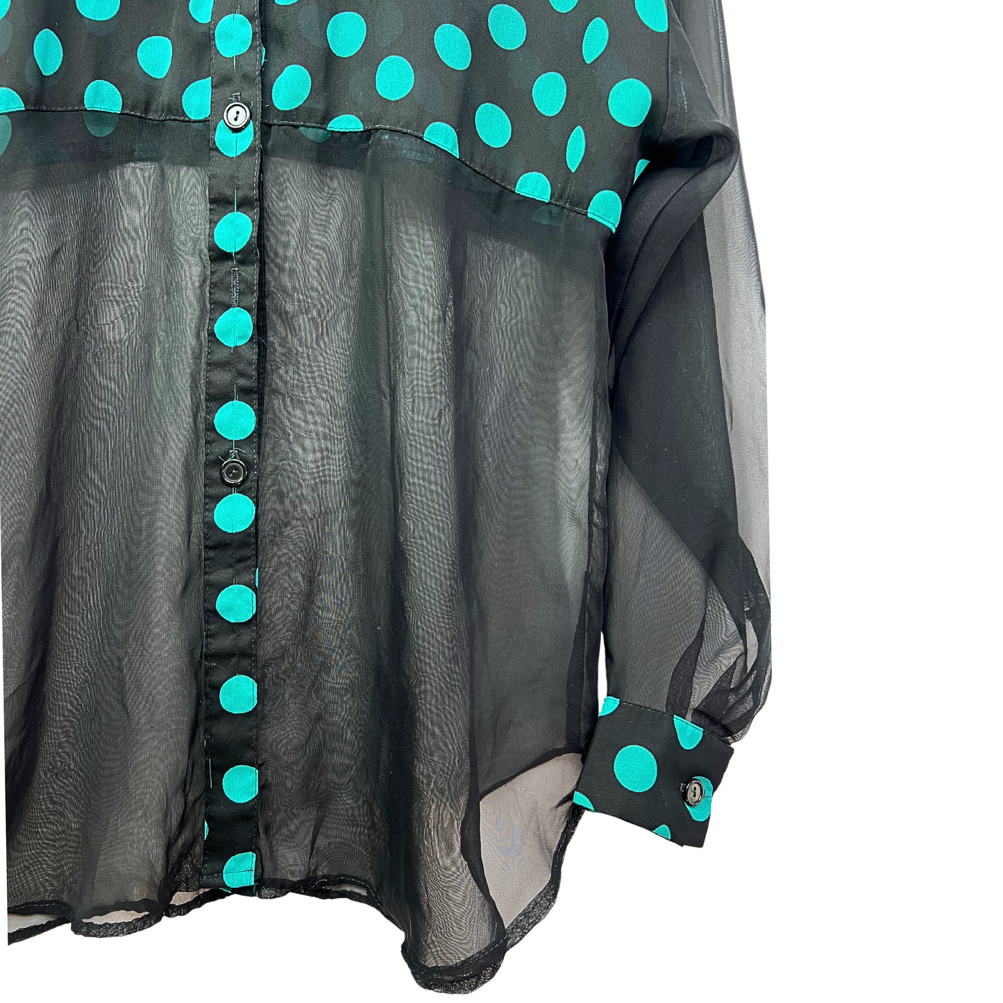 90s Sheer Polka Dot Pandora Casual Blouse