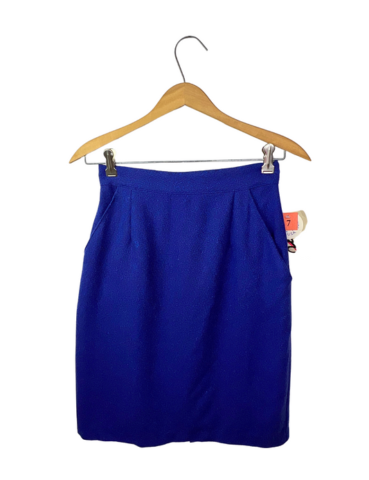 80’s Cobalt Blue Italian Wool DEADSTOCK Pencil Skirt Size 2