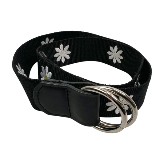 00s Y2K Daisy Print Canvas Circle Belt