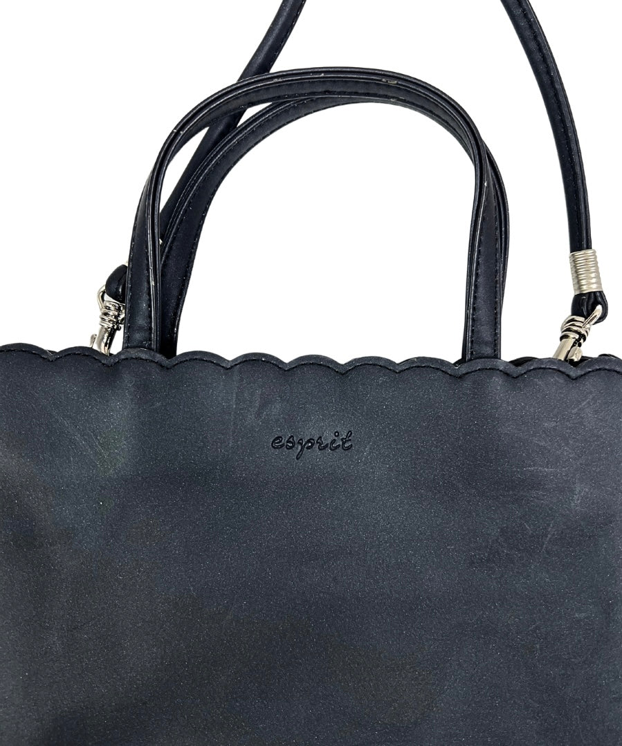 90s Black ESPRIT Scalloped Convertible Crossbody Clutch Purse