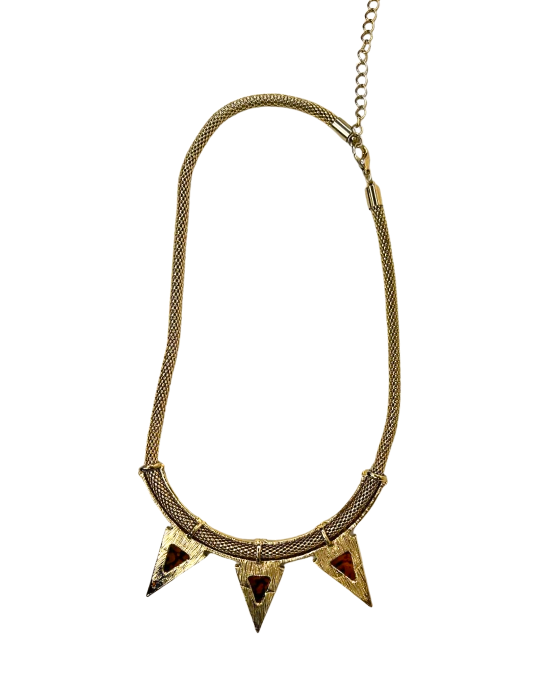 80’s Gold Plated Tortoise Shell Triangle Spike Choker Necklace