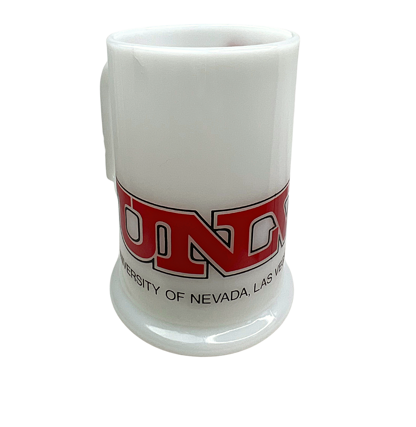 70’s UNLV University of Nevada Running Rebels Milkglass Stein Mug