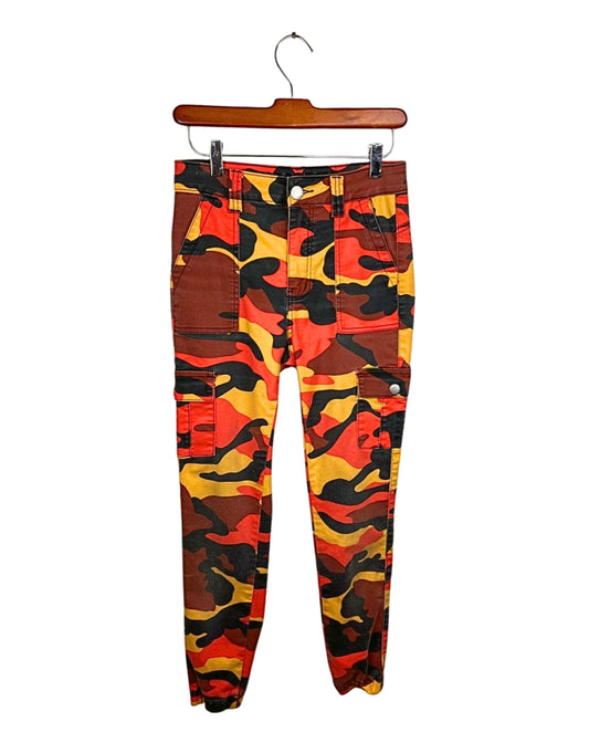 00s Y2K Orange Camo Cargo Ankle Pants Size XS/S