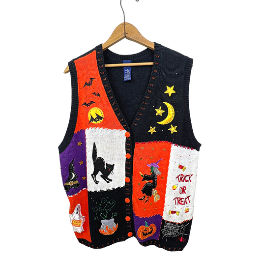 90’s Halloween Trick-or-Treat Chunky Sweater Vest Plus Size 2X