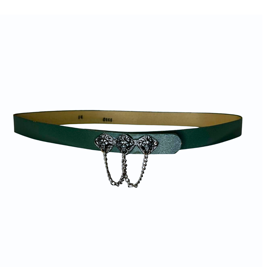 80’s Lion Head Faux Vegan Leather Chain Belt